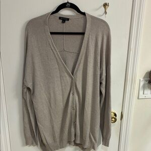 H by Halston Taupe Cardigan Sweater Silk/Cashmere Sz XL